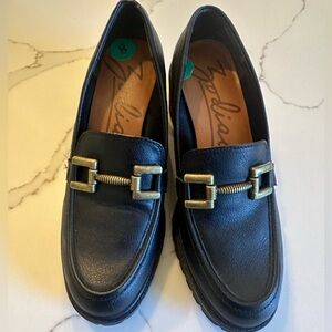 Zodiac Black Loafers with Gold Buckle